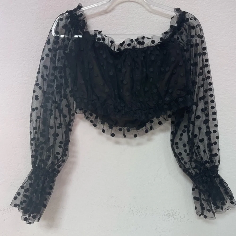 Majorelle Revolve Baby Bye Bye Top Black Dot Tulle Size Small